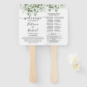 Elegant groen bruiloft programma hand fan handwaaier (Voorkant en achterkant)