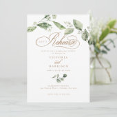 Elegant groen bruiloft repetitie diner kaart (Staand voorkant)