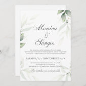 Elegant groen bruiloft uitnodiging in het Spaans (Voorkant / Achterkant)