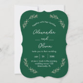 Elegant groen bruiloft uitnodiging | Script-letter (Voorkant)
