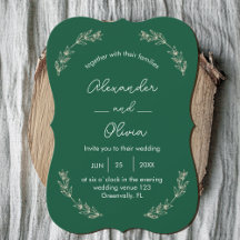 Elegant groen bruiloft uitnodiging | Script-letter