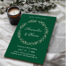 Elegant groen bruiloft uitnodiging | Script-letter