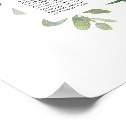 Elegant groen bruiloft zitgrafiek poster (Hoek)