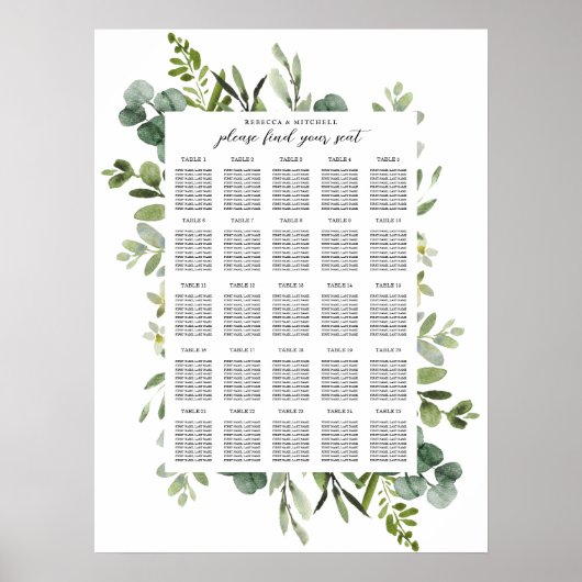 Elegant groen bruiloft zitgrafiek poster (Voorkant)