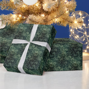 Elegant groen damast bloemmotief cadeaupapier