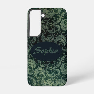 Elegant groen damast bloemmotief samsung galaxy hoesje