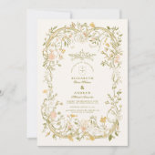 Elegant groen en blos Lijst bruiloft Kaart (Voorkant)