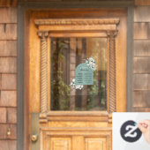 Elegant groen en boog open uren venster Cling Raamsticker (Huis Deur)