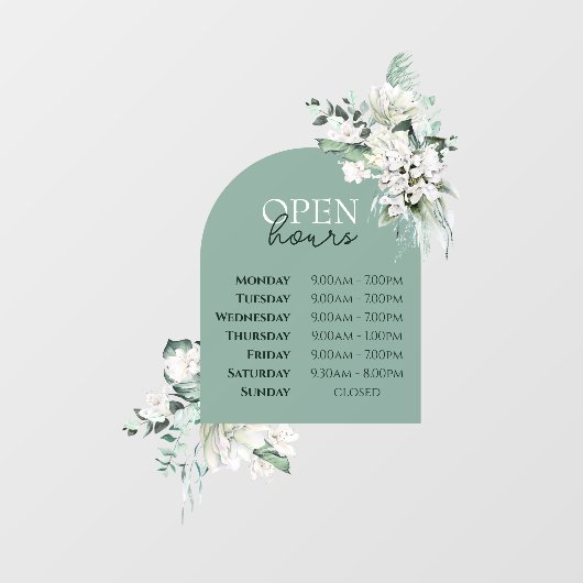 Elegant groen en boog open uren venster Cling Raamsticker (Vel)