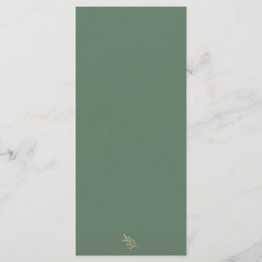 Elegant Groen en Goud Boho Tuin Diner Bruiloft Menu (Achterkant)