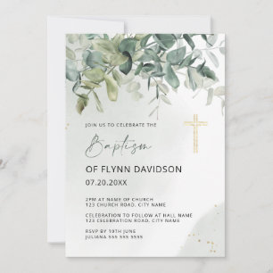 Elegant groen en goud groen blad doop kaart