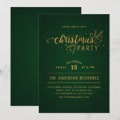 Elegant groen en goud kerstfeest kaart (Voorkant / Achterkant)