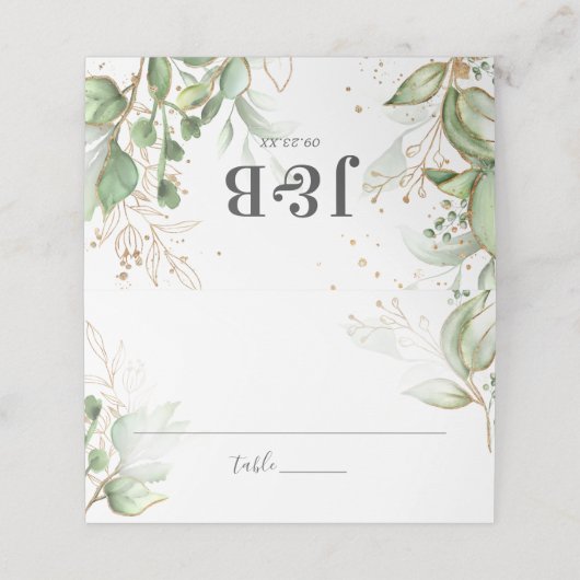 Elegant groen en gouden bruiloft (Buitenkant ongevouwen)