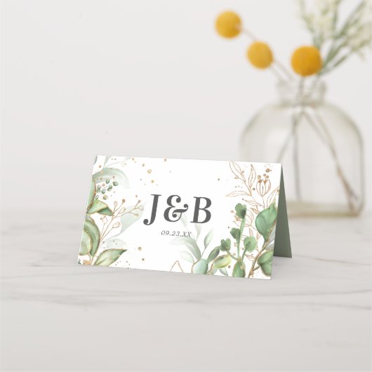 Elegant groen en gouden bruiloft (Achterkant)