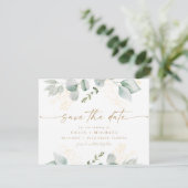 Elegant groen en gouden bruiloft Save the Date Kaart (Staand voorkant)