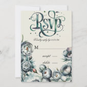 Elegant groen en grijs boeket Save the Date Invit Kaart (Voorkant)