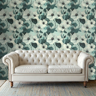 Elegant groen en ivoor botanisch ontwerp behang
