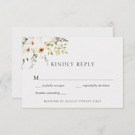 Elegant groen en ivoor bruiloft reactie Kaart (Voorkant / Achterkant)
