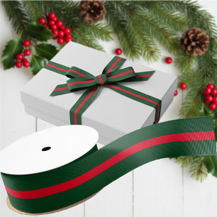 Elegant groen en rood kerstfeest grosgrain lint