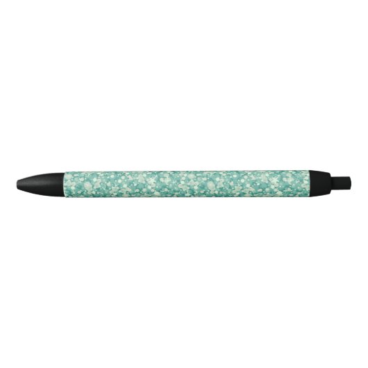Elegant groen en wit glitterpatroon zwarte inkt pen (Voorkant)
