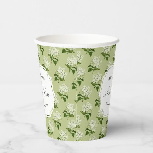 Elegant groen en wit hortensia Vrijgezellenfeest Papieren Bekers (Rechts)
