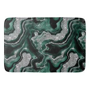 Elegant groen en zilver glitter agaatpatroon badmat