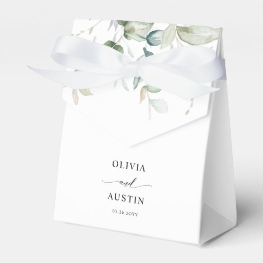 Elegant groen Eucalyptus bladeren Bedankdoosjes (Voorkant Zijde)