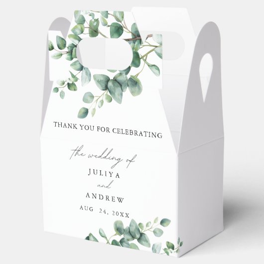 Elegant groen Eucalyptus bruiloft Bedankdoosjes (Geopend)