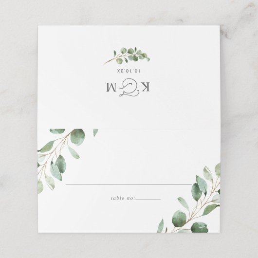 Elegant groen eucalyptus bruiloft gevouwen (Buitenkant ongevouwen)