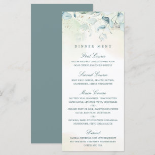 Elegant groen eucalyptus-huwelijk menu