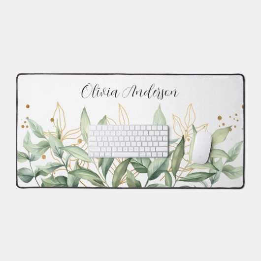 Elegant groen Eucalyptus laat naam bureau mat (Keyboard & Muis)