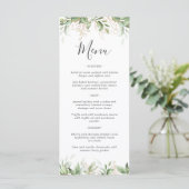 Elegant groen eucalyptus trouwmenu menu (Staand voorkant)