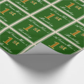 Elegant, groen, Faux Gold 1st Birthday + naam Cadeaupapier (Hoek)