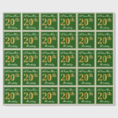 Elegant, groen, Faux Gold 20th Birthday + naam Cadeaupapier (Vlak)