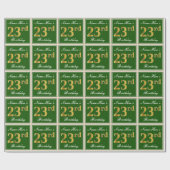 Elegant, groen, Faux Gold 23rd Birthday + naam Cadeaupapier (Vlak)