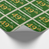 Elegant, groen, Faux Gold 49th Birthday + naam Cadeaupapier (Hoek)