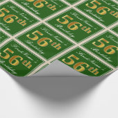 Elegant, groen, Faux Gold 56th Birthday + naam Cadeaupapier (Hoek)