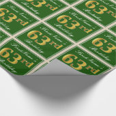 Elegant, groen, Faux Gold 63rd Birthday + naam Cadeaupapier (Hoek)