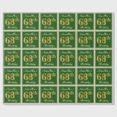 Elegant, groen, Faux Gold 68th Birthday + naam Cadeaupapier (Vlak)