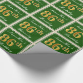 Elegant, groen, Faux Gold 86th Birthday + naam Cadeaupapier (Hoek)