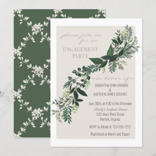 Elegant groen Garland varens verlovingsfeest Kaart