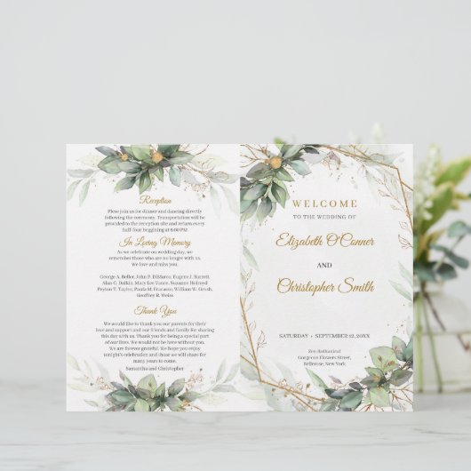 Elegant groen gebladerte faux gouden lijst Ceremon (Staand voorkant)