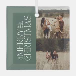 Elegant groen gebladerte moderne minimale foto glas ornament