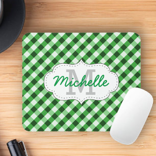 Elegant groen geruit patroon gepersonaliseerde naa muismat