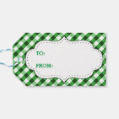 Elegant groen Gingham Pattern Gepersonaliseerd Ver Cadeaulabel (Achterkant Horizontaal)
