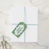 Elegant groen Gingham Pattern Gepersonaliseerd Ver Cadeaulabel (Met Touw)