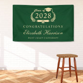 Elegant Groen Goud Afstudeerfeest Welkom Spandoek