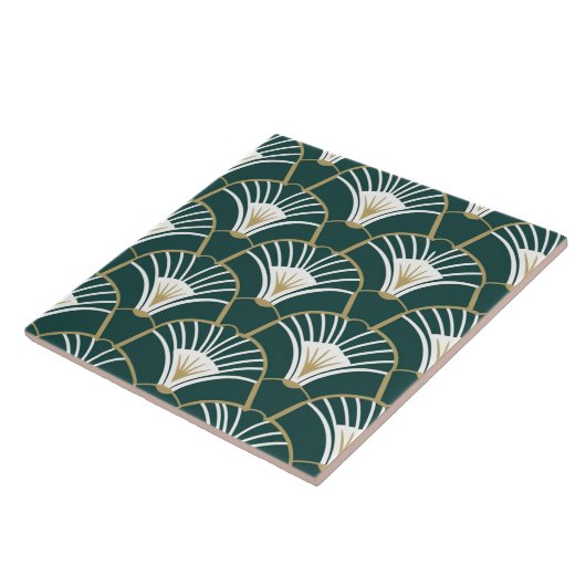 Elegant groen goud art deco patroon tegeltje (Zijkant)