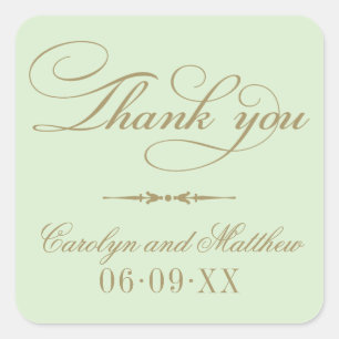 Elegant Groen Goud Bedankt Monogram Vierkante Sticker