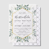Elegant groen goud bladeren Nuestra Boda bruiloft Vellum Uitnodigingen (Offset (Uitnodiging))